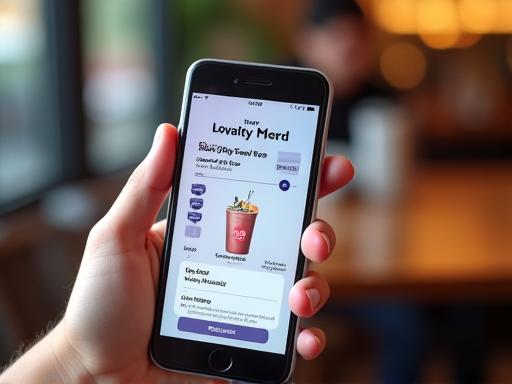 A customer's smartphone screen displaying a digital loyalty card with points.