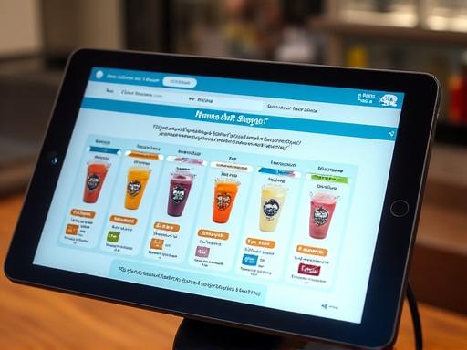 Ryukyu Sip POS system user interface showing customizable bubble tea options.